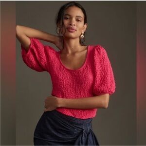 Maeve Anthropologie Balloon Sleeve Textured Top